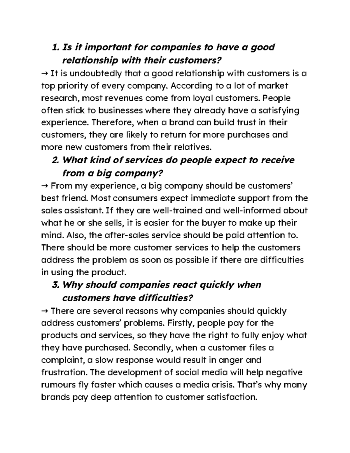 Advanced Speaking 6: Customer Relationships & Service Expectations ...