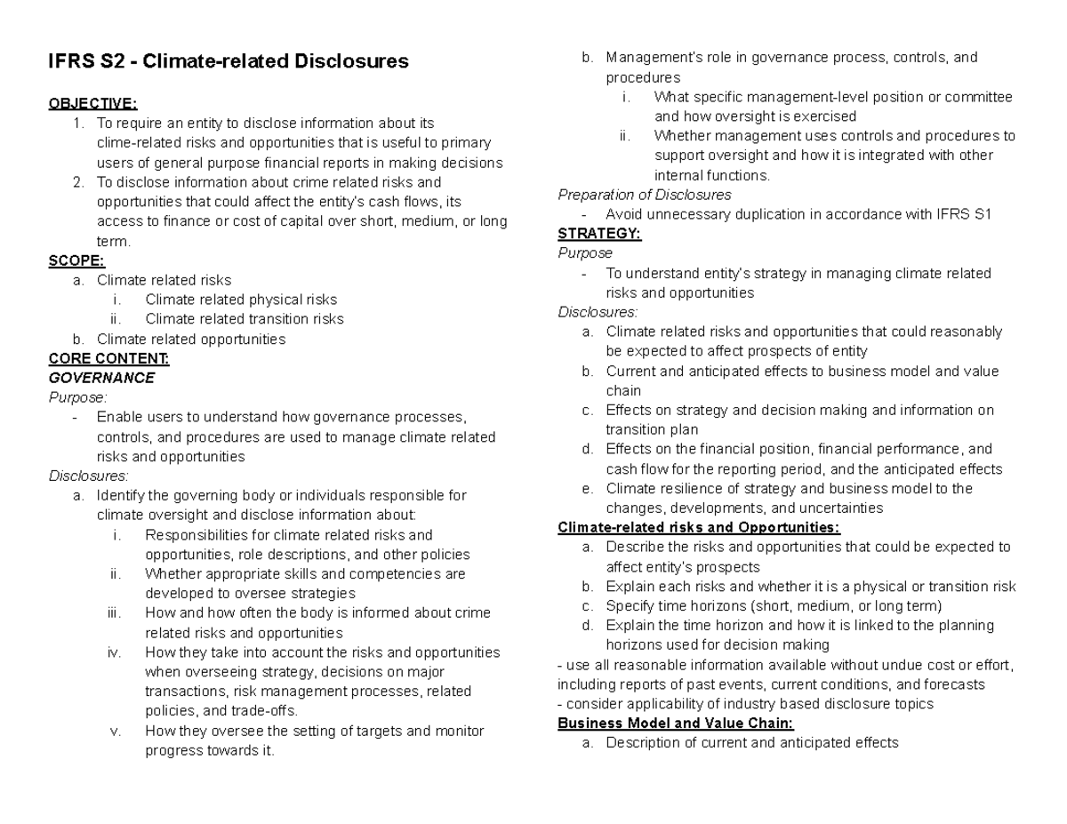 IFRS S2 Sustainability Disclosure Standards: Climate Risks ...