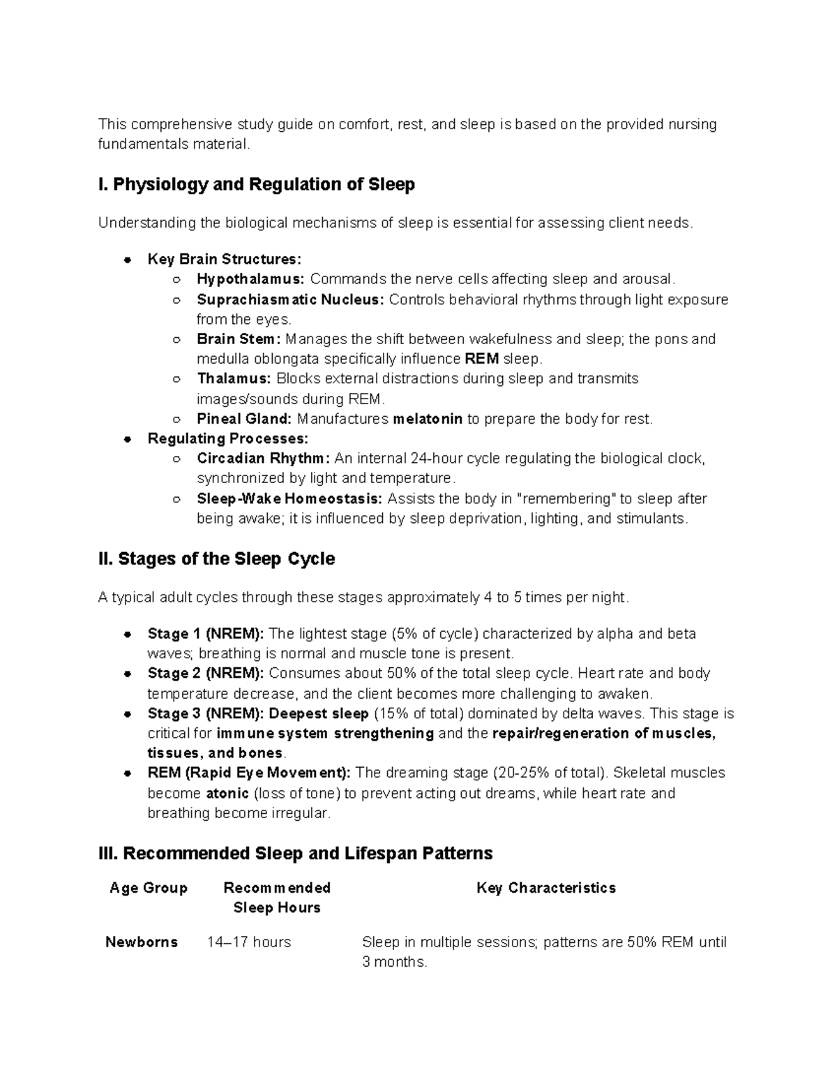 Physiology and Regulation of Sleep Study Guide (Nursing 101) - Studocu