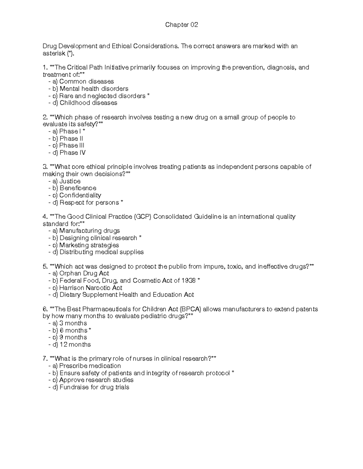 Chapter-02 - 12 questions Quiz - Chapter 02 Drug Development and ...