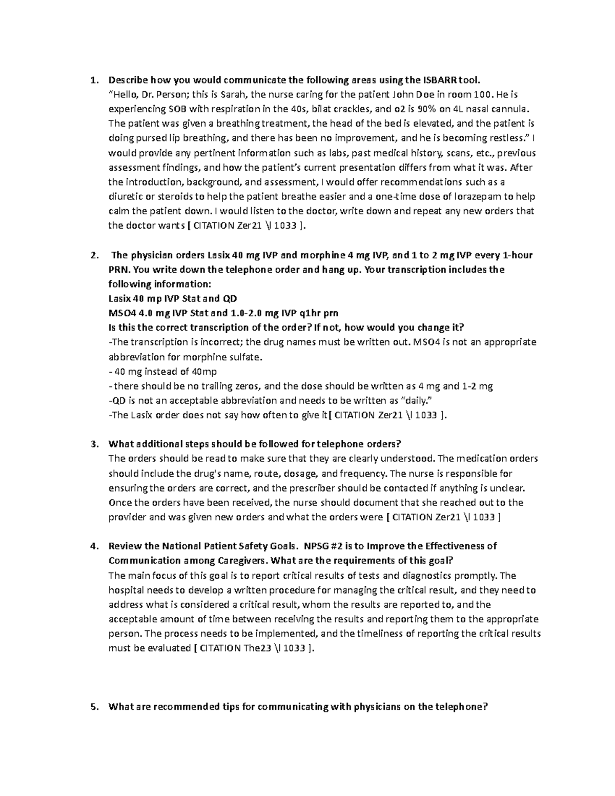 NUR 310 Week 2 Discussion: ISBARR Tool and Communication Practices ...