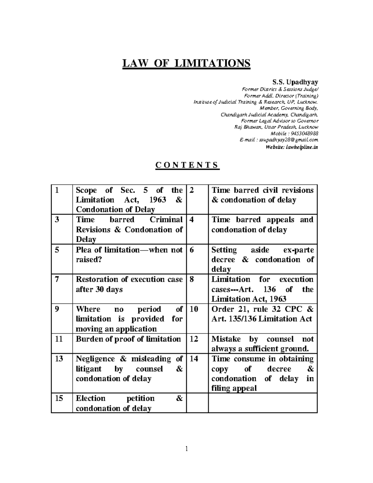 Law of Limitations - Essential Notes and Case Studies - Studocu