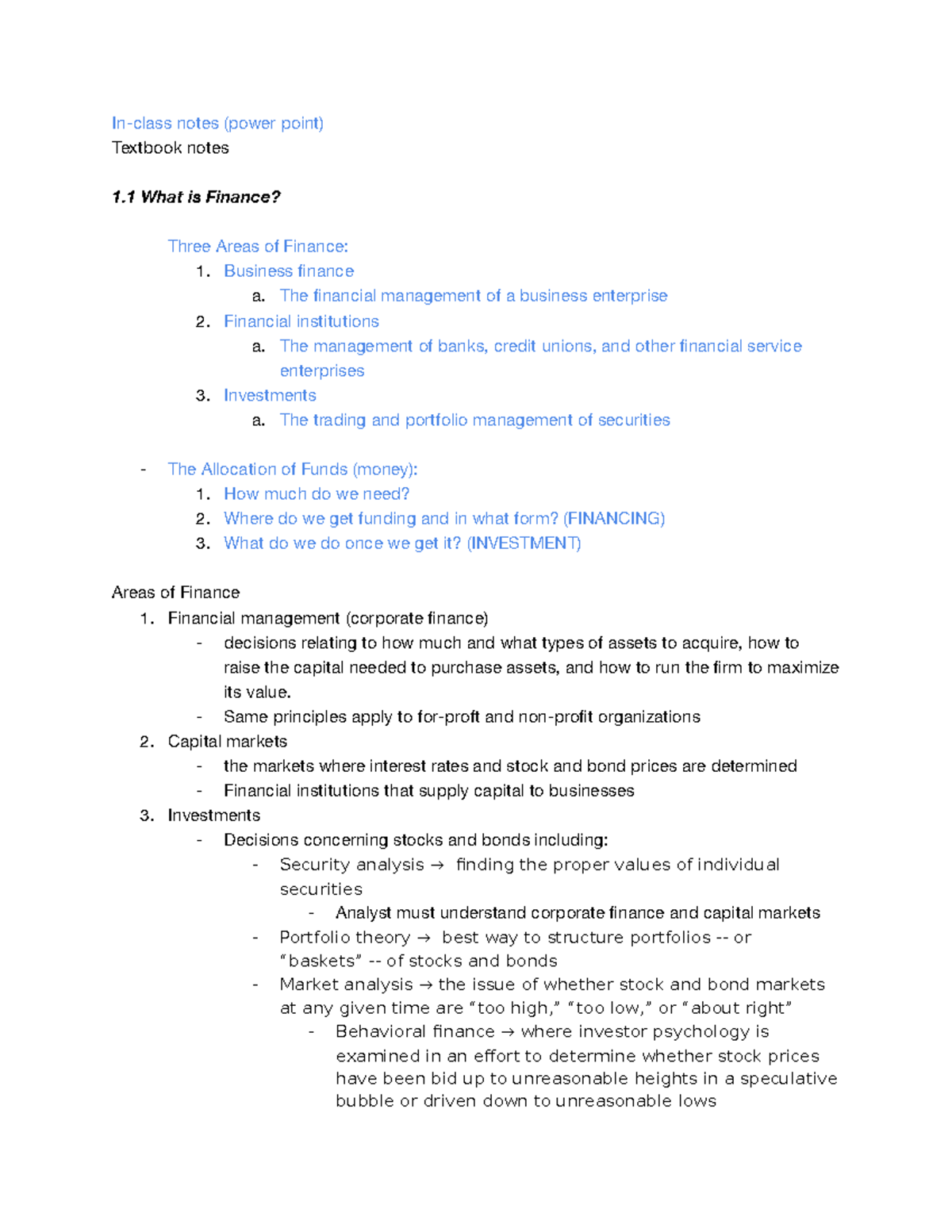 Chapter 1 - Intro to Finance: Key Concepts and Organizational Roles ...