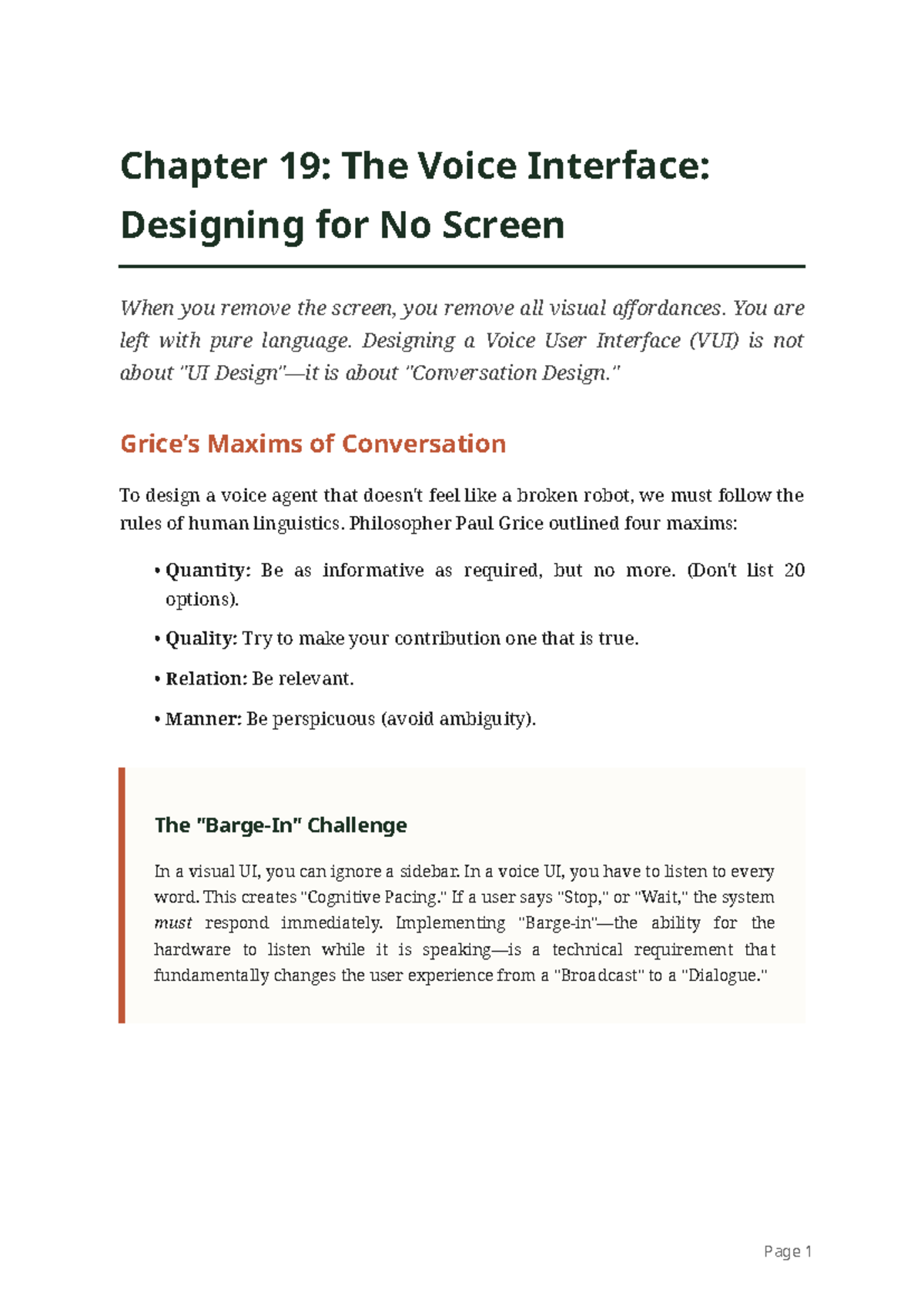 Chapter 19: Designing Voice Interfaces Without Visual Cues - Studocu
