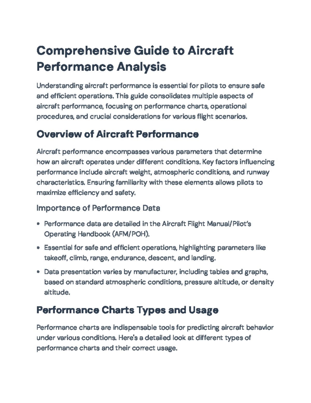 Performance Analysis Guide for Aircraft: Key Charts & Procedures ...