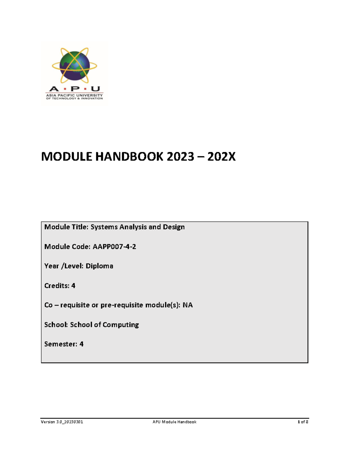 APU Module Handbook for Systems Analysis and Design AAPP007-4-2 - Studocu