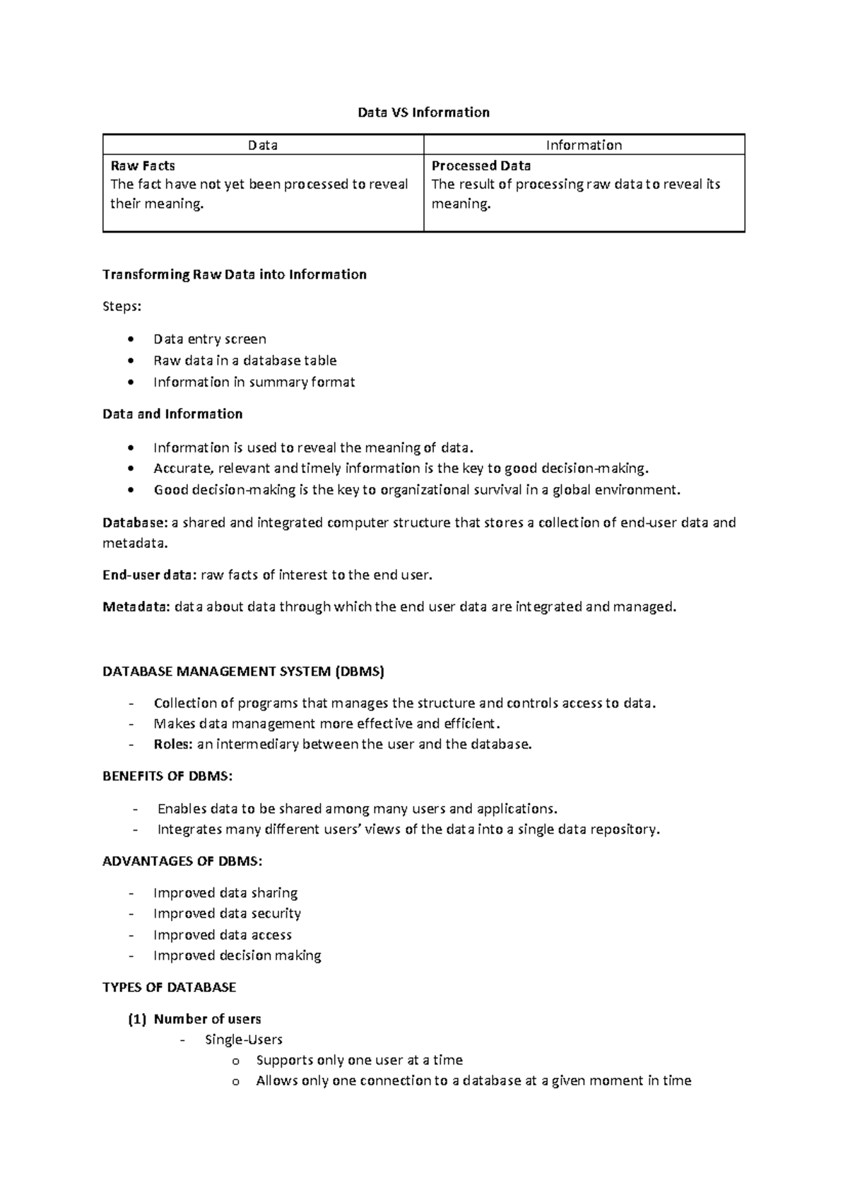 Topic 1 ICT450 - Chapter 1: Data and Information Management - Studocu