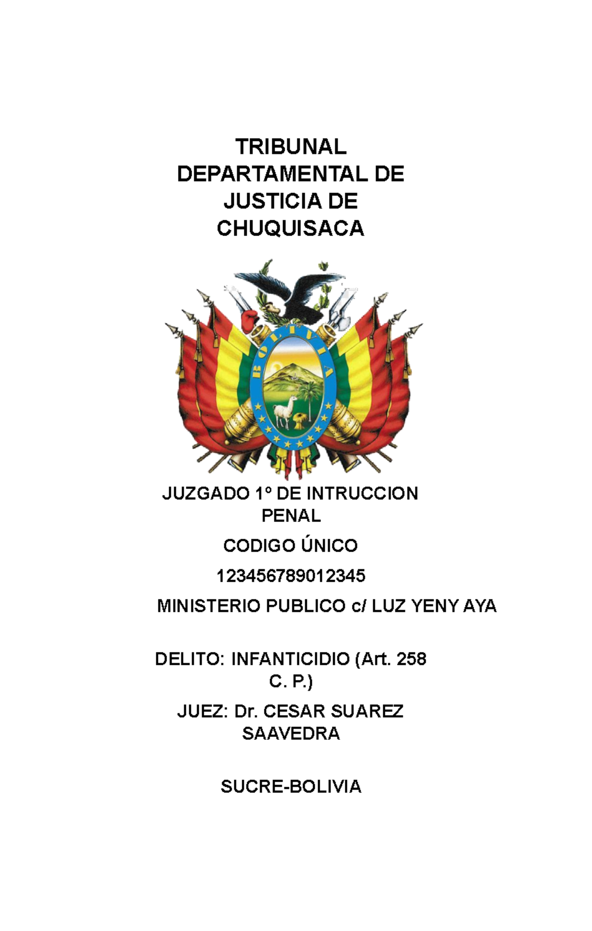 Informe Policial de Investigación: Infanticidio (Código 123456789012345) - Document Preview