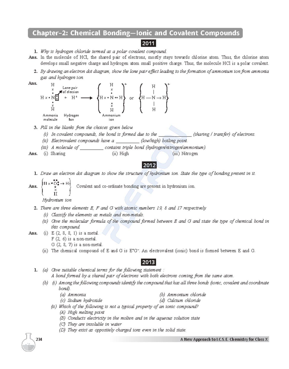 Chemical and Covalent Compounds Study Guide for Class X (2011-2019 ...
