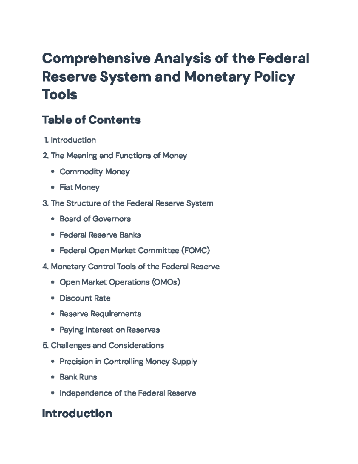 Comprehensive Overview of Federal Reserve System & Monetary Policy ...