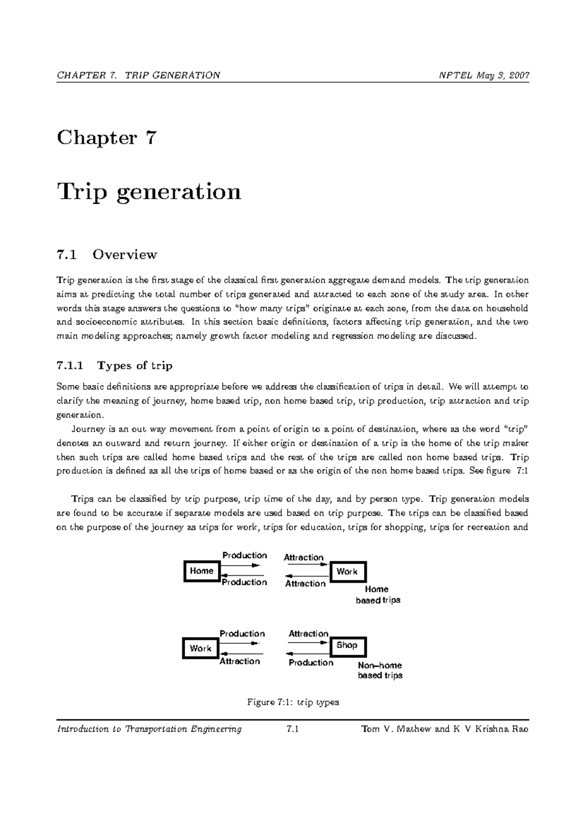 Lec-7 - N/A - Chapter 7 Trip generation 7 Overview Trip generation is ...