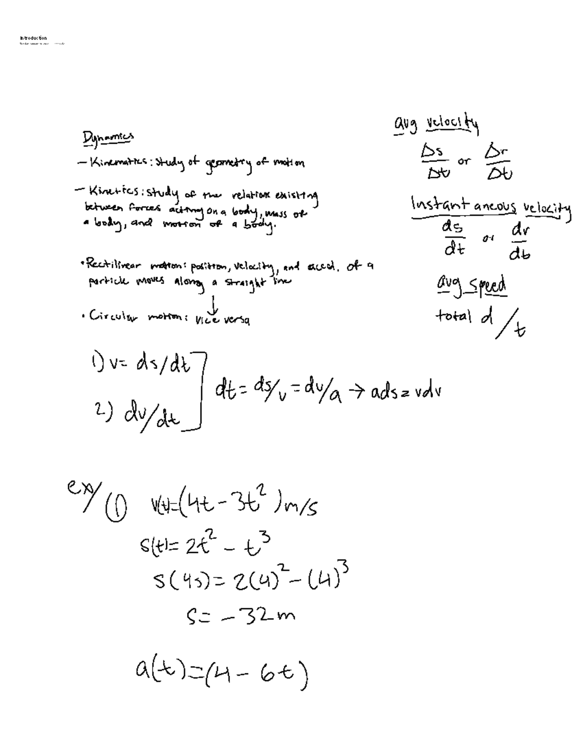 Dynamics Intro - ES204 - Introduction Tuesday, January 18, 2022 11:13 ...