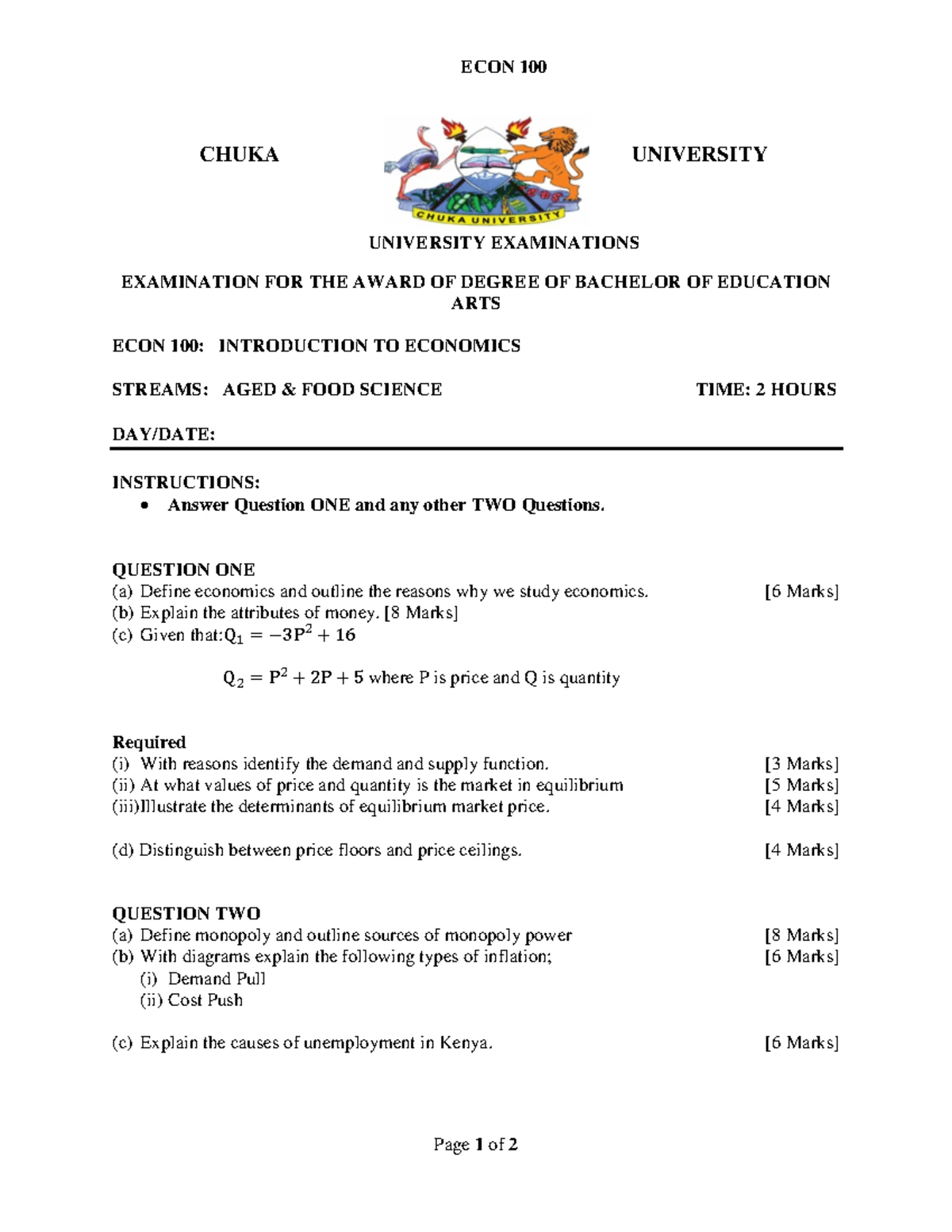 ECON 100 Final Exam Practice Questions and Guidelines - Studocu