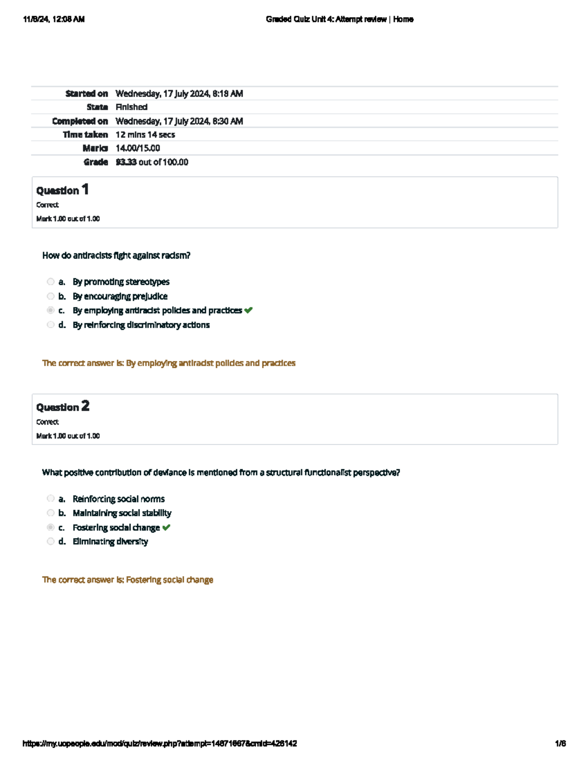 SOC 1502 Graded Quiz Review: Unit 4 Answers and Insights - Studocu