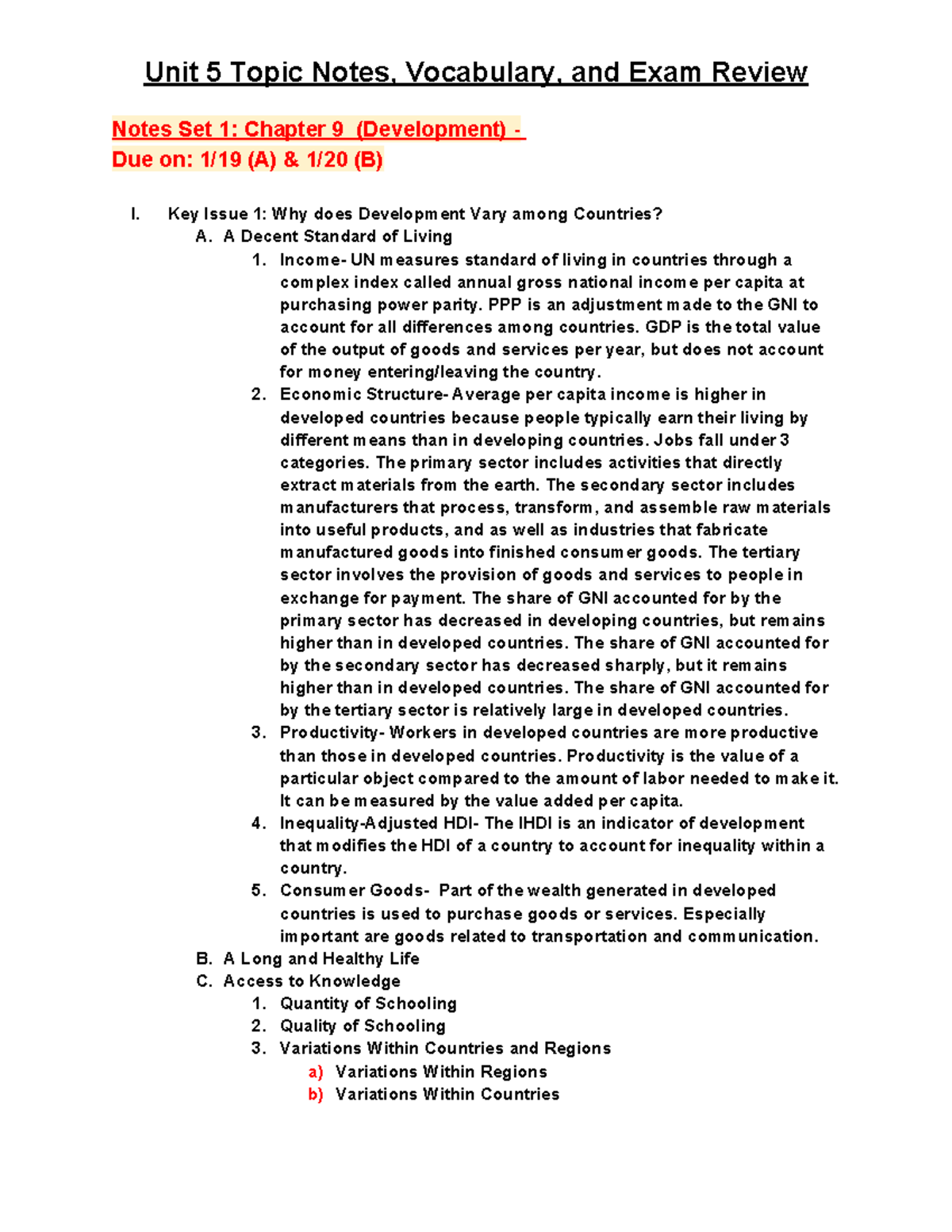 Unit 5 Topic Notes, Vocabulary, and Exam Review - Notes Set 1: Chapter ...