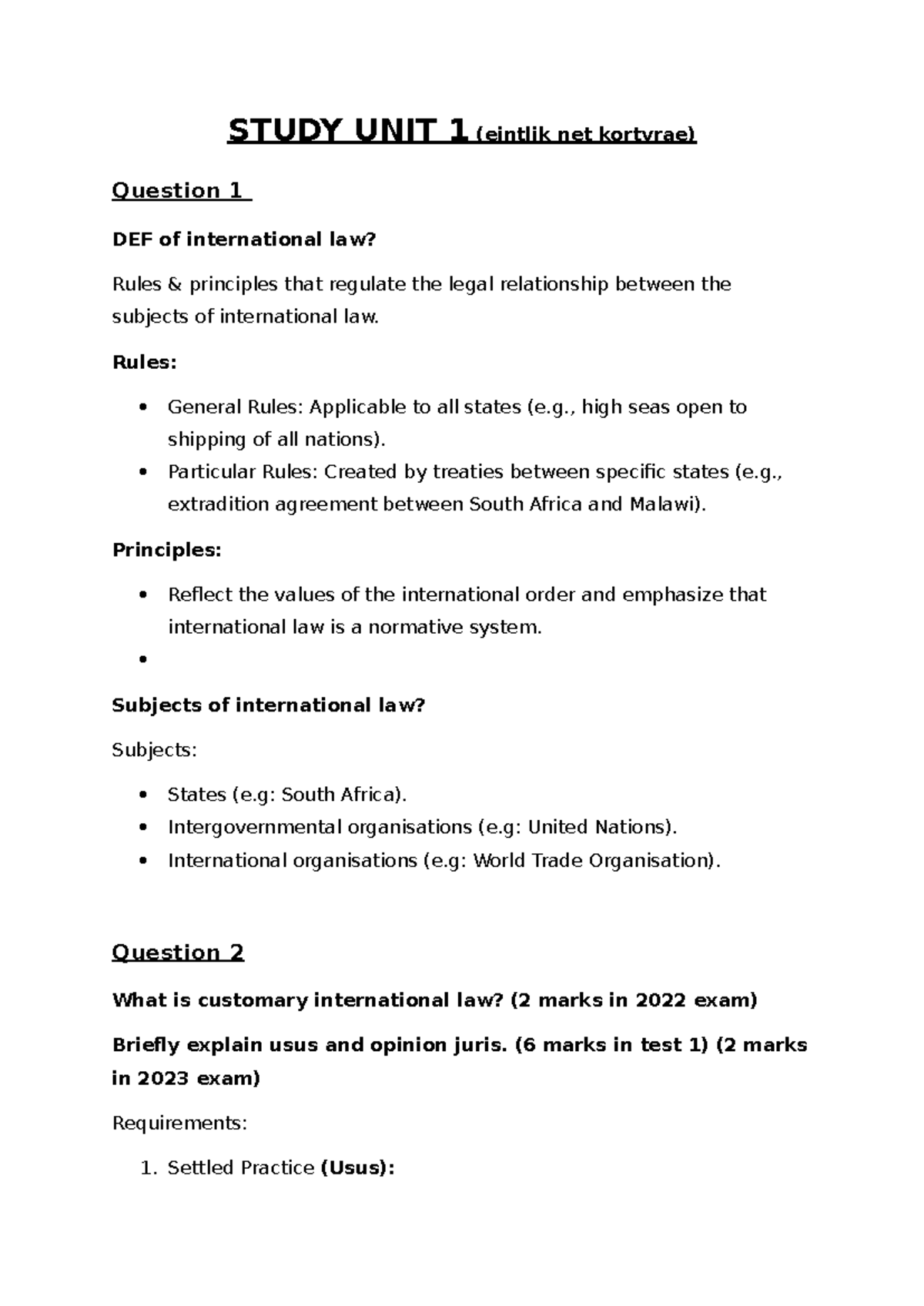 IURI 323 Study Unit Summaries: Key Concepts & Exam Insights - Studocu