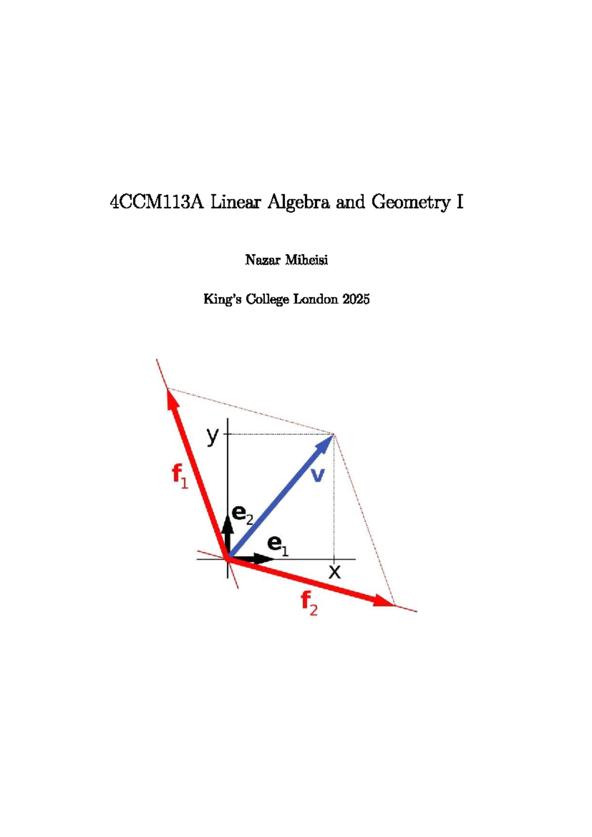 4CCM113A Lecture Notes: Linear Algebra and Geometry I - Studocu