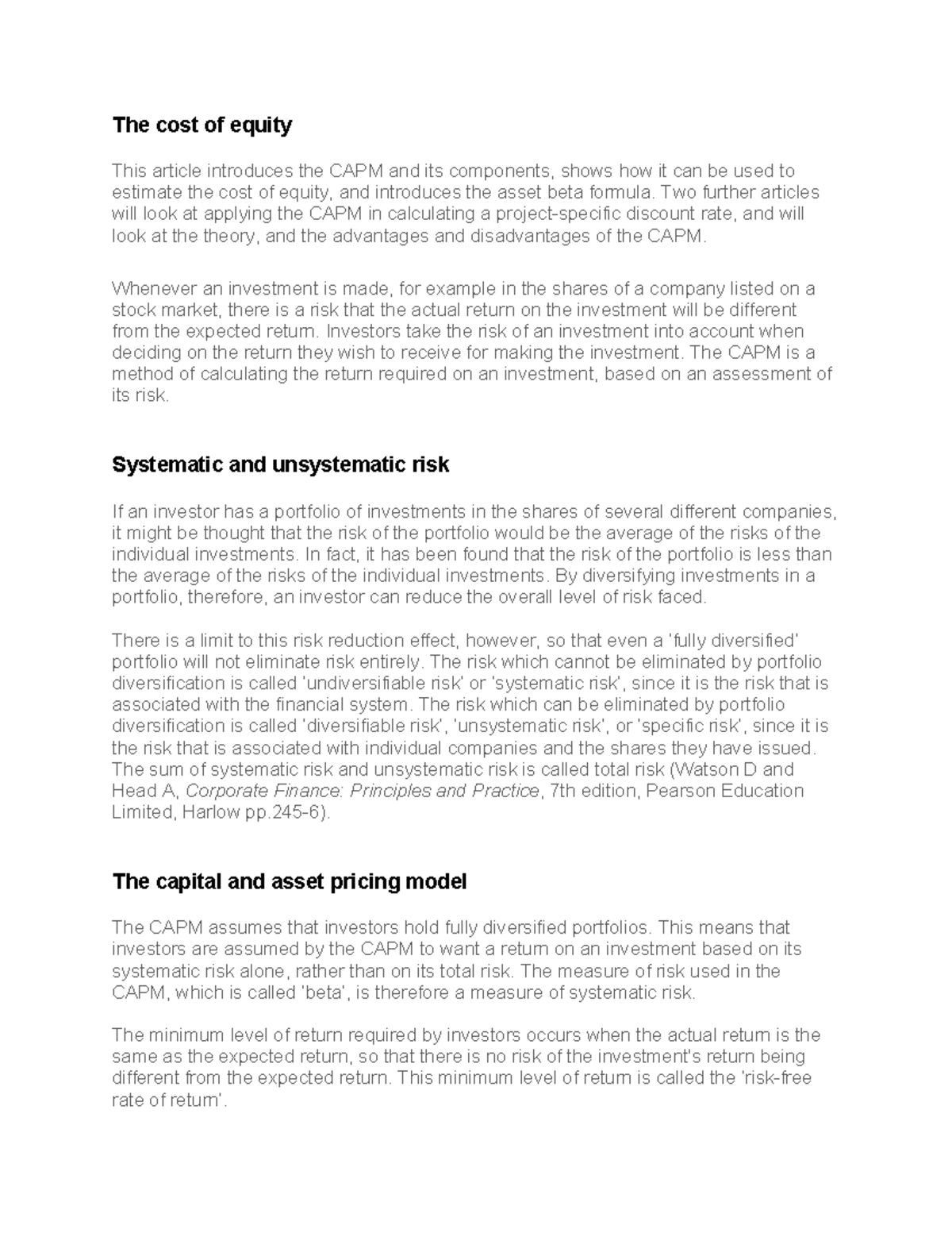 Equity Beta and CAPM: Understanding Cost of Equity and Risk Analysis ...