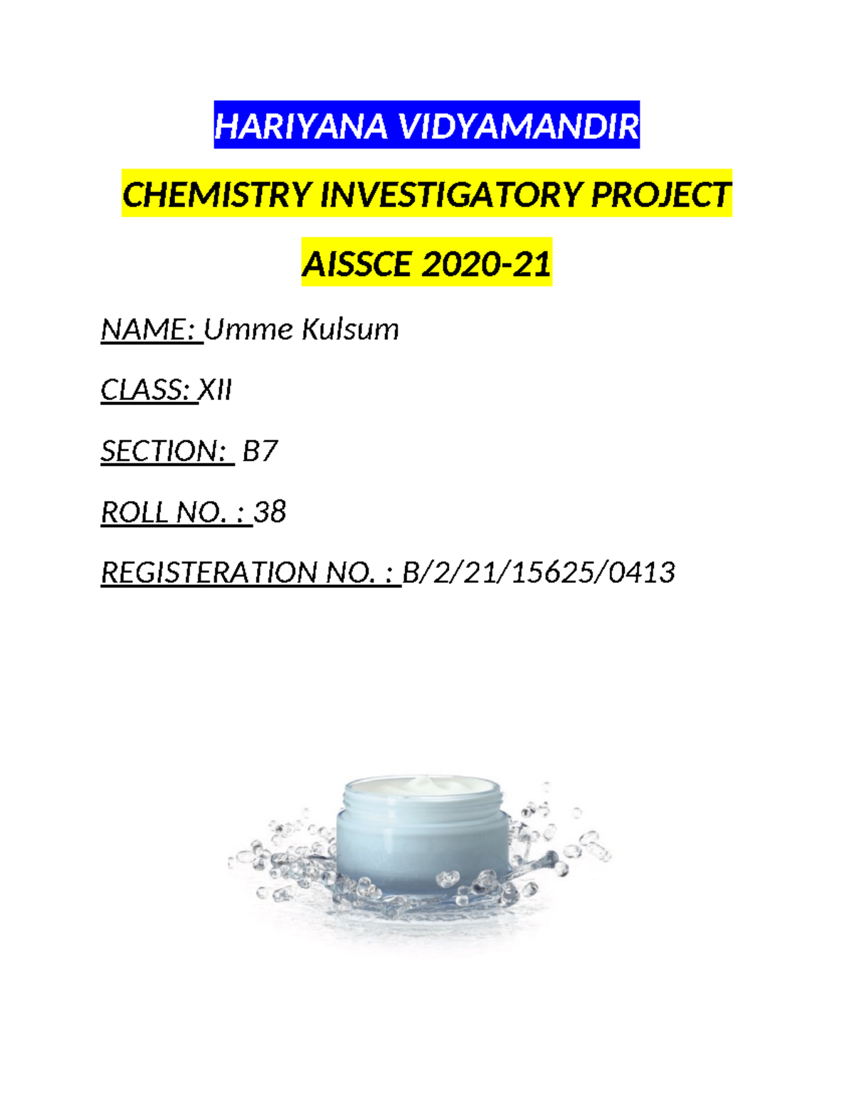 Chemistry Investigatory Project: Evaporation Factors - Class XII - Studocu