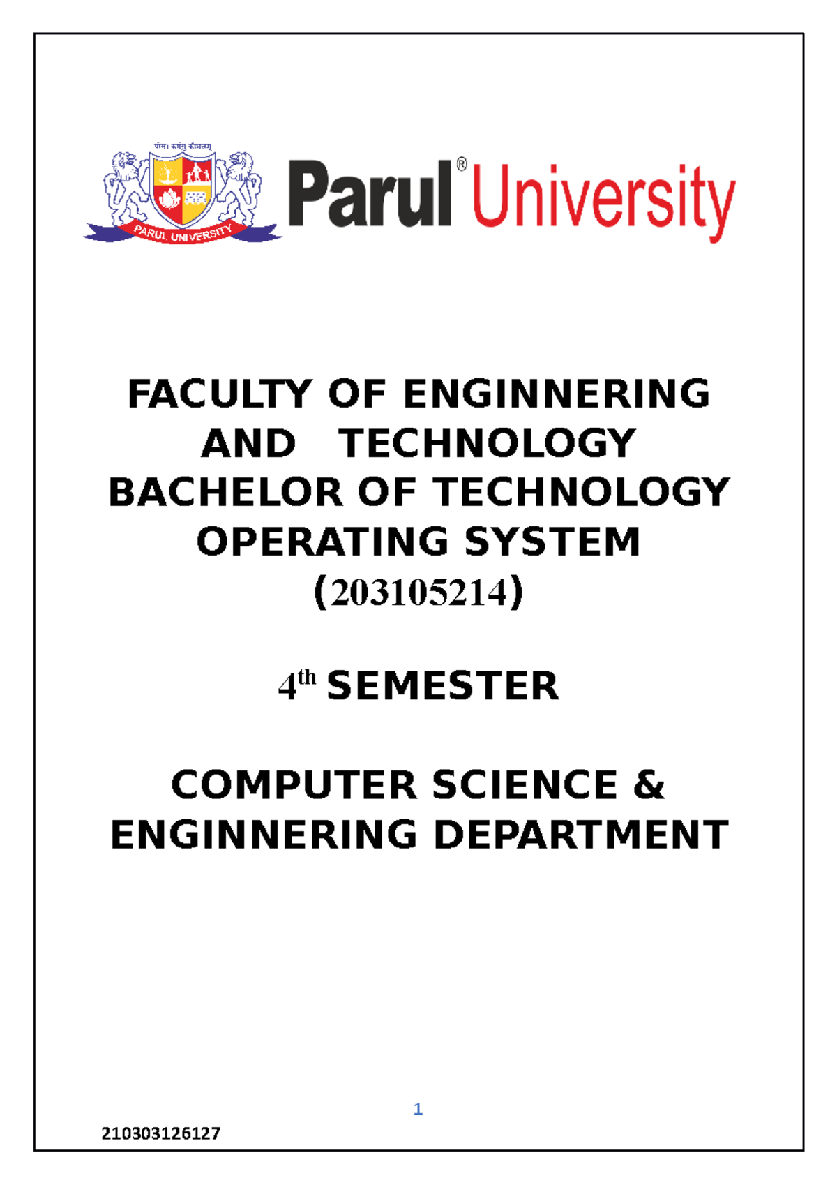 OS Lab Manual - Practical Guide for Operating Systems (203105214) - Studocu