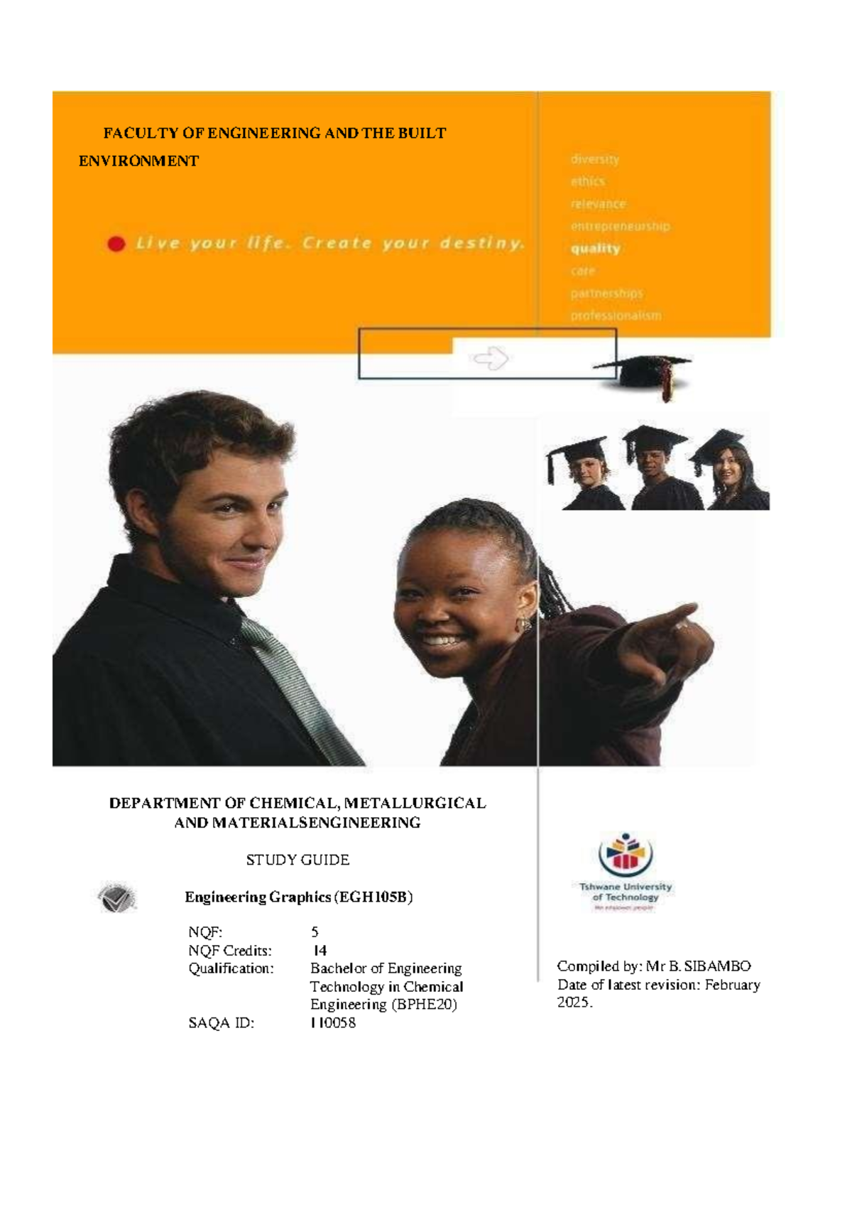 EGH105B Engineering Graphics Study Guide for Chemical Engineering 2025 ...