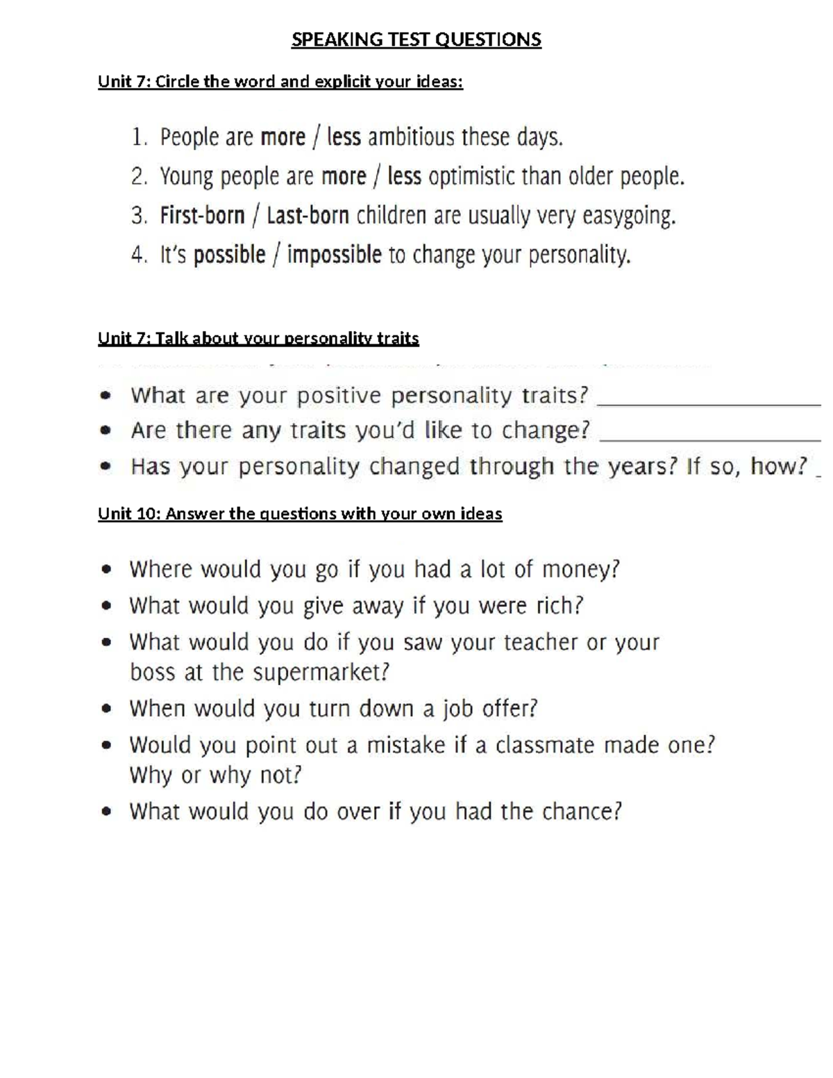 English 2-Speaking Questions - English Book PDF for Secondary ...