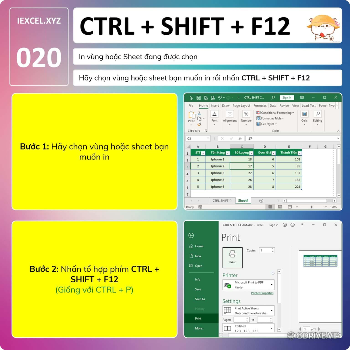 IEXCEL CTRL SHIFT F12: Hướng dẫn In Dữ Liệu từ Sheet Chọn lựa - Studocu