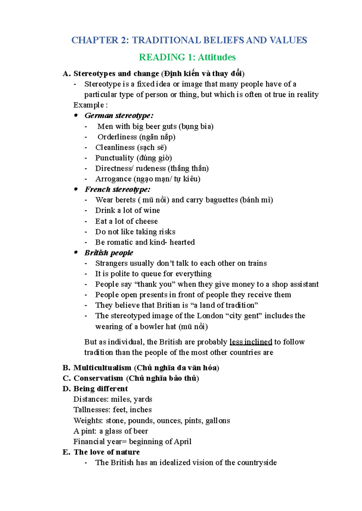 Chapter 2 - Traditional Beliefs and Values Analysis Notes - Studocu