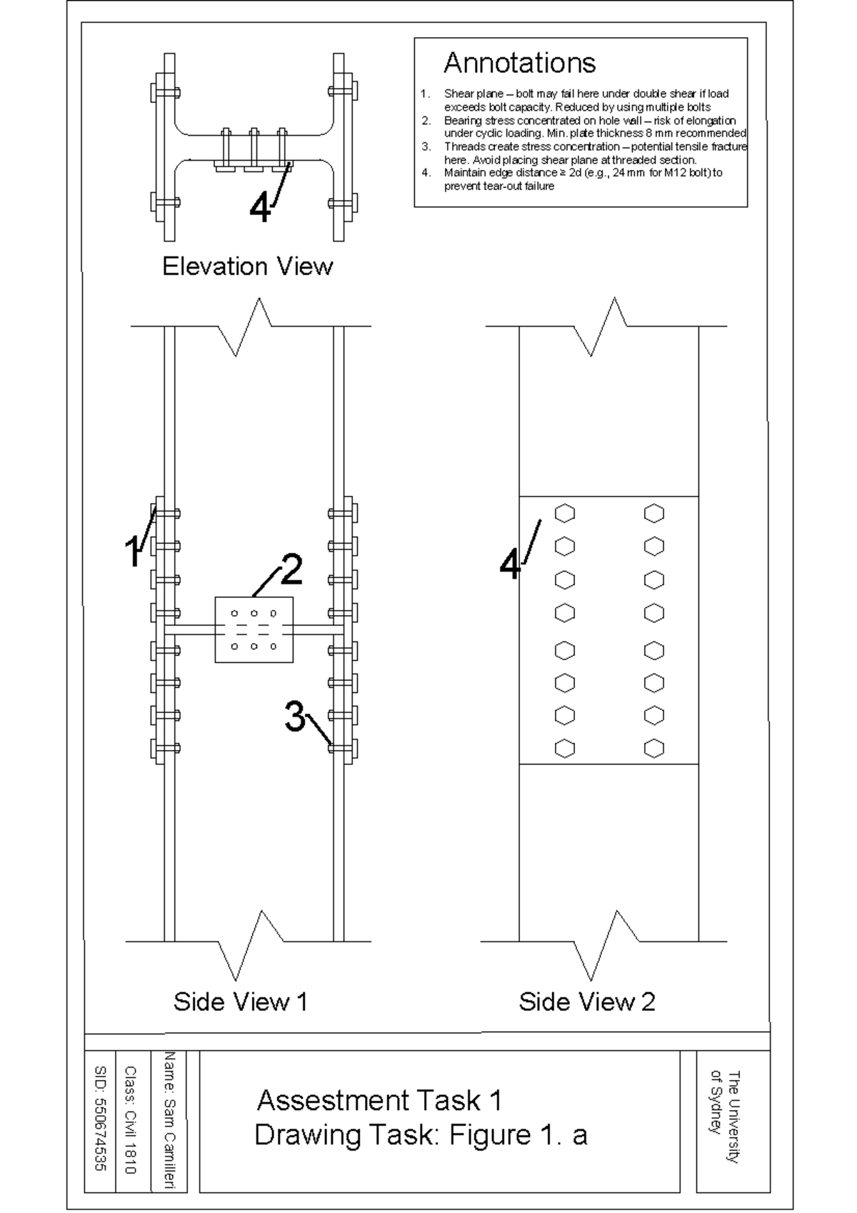 Civil 1810 Assignment 1 Drawings: Shear and Anchor Bolt Annotations ...