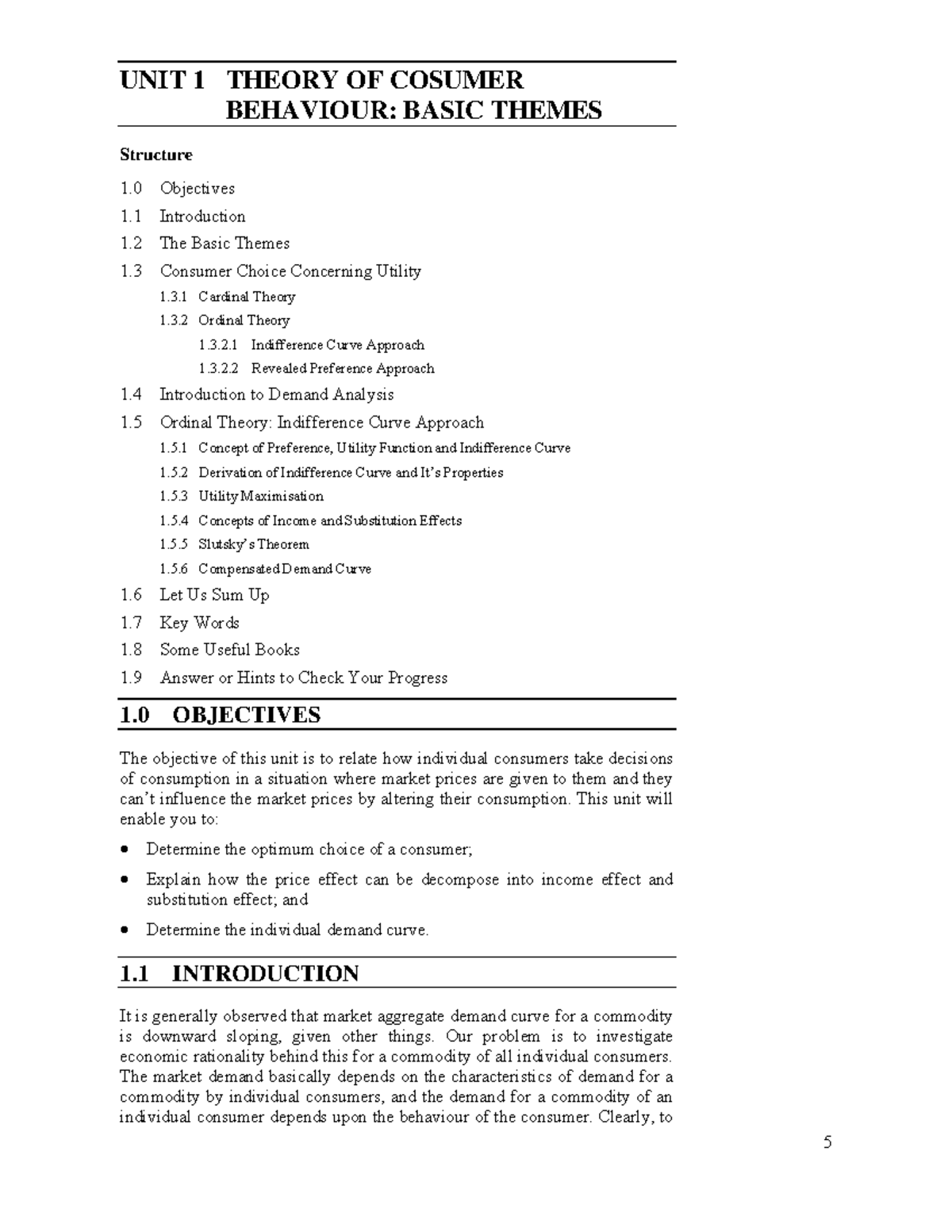 Theory of Consumer Behaviour - MEC-001 Block-1 Unit-1 Notes - Studocu