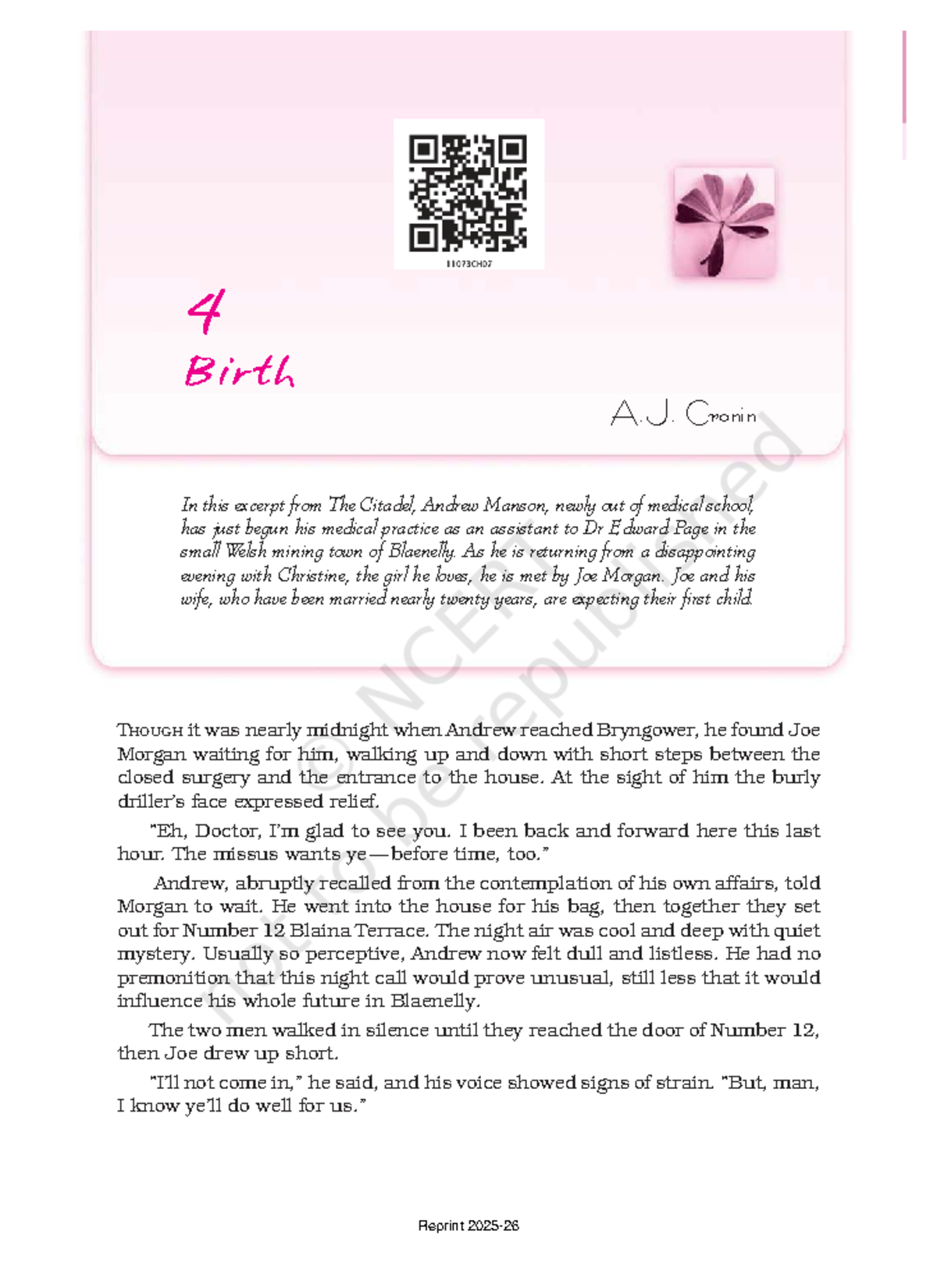 Kesp104 - Chapter 4: Birth in A.J. Cronin's The Citadel - Studocu
