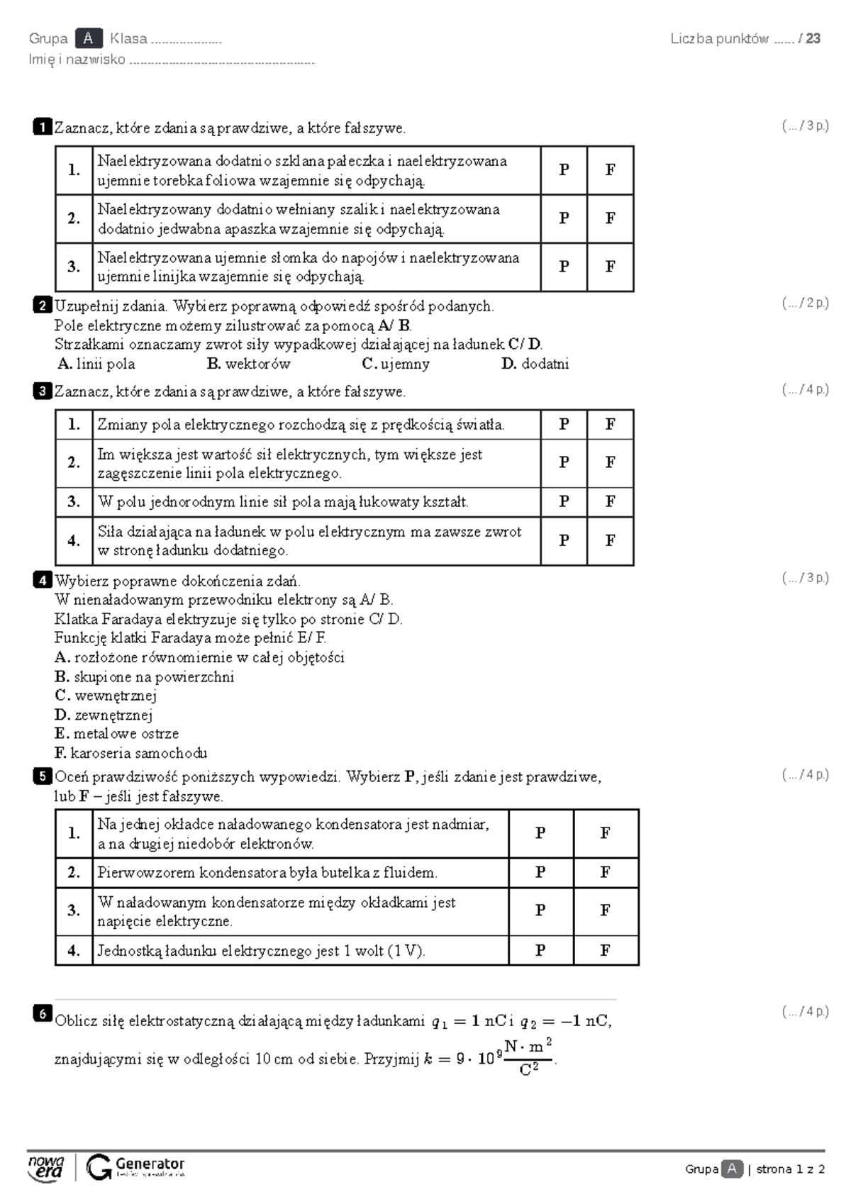 Sprawdzian Fizyka Nowa Era Astronomia I Grawitacja www.studocu.com
