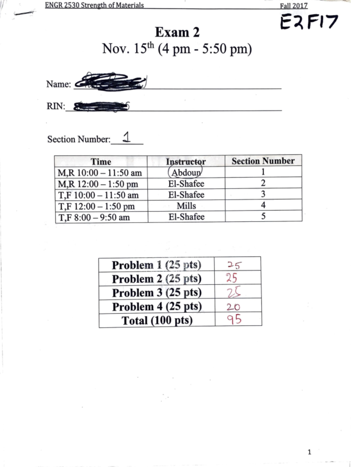 ENGR-2530 Fall 2017 Strength of Materials Final Exam Details - Studocu