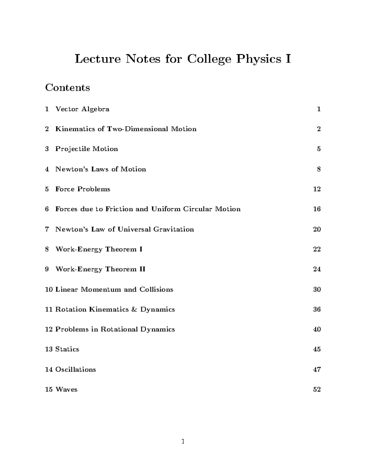 Lecture Notes: General Physics 1 (PHYS 101) - Key Concepts & Topics ...
