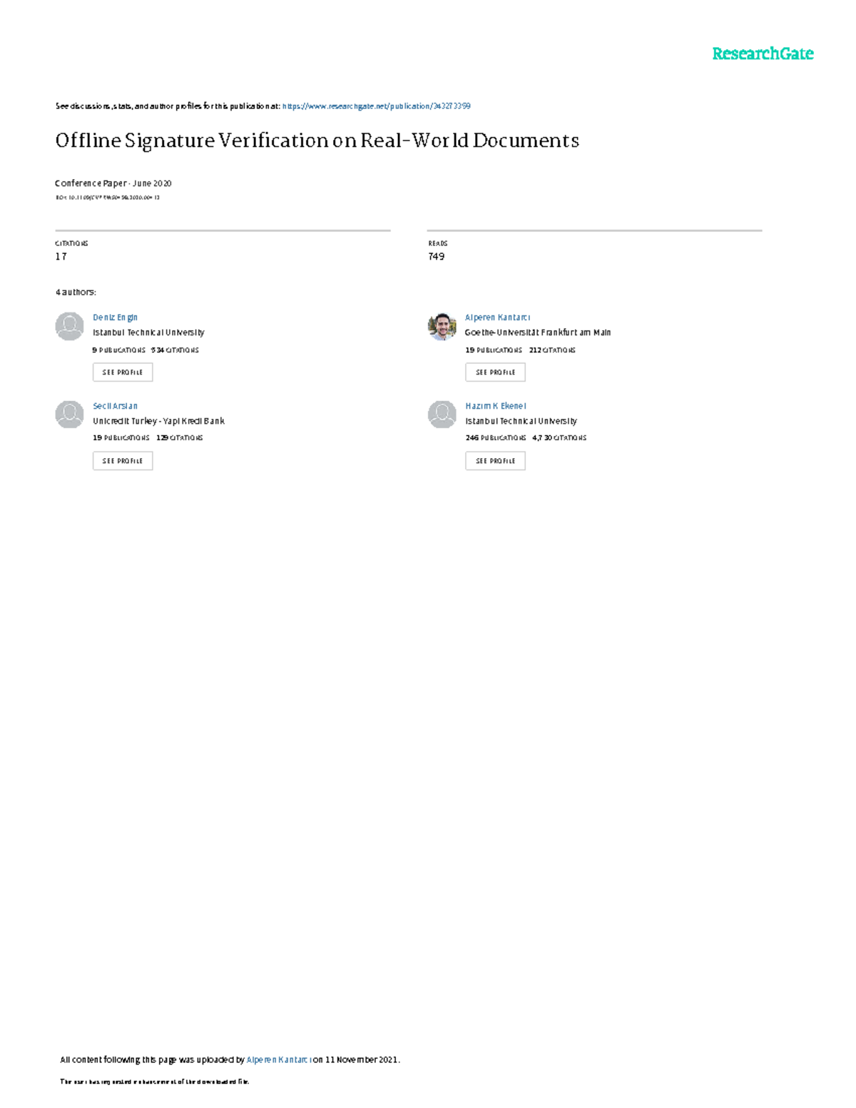 Engin Offline Signature Verification on Real-World Documents Cvprw 2020 ...