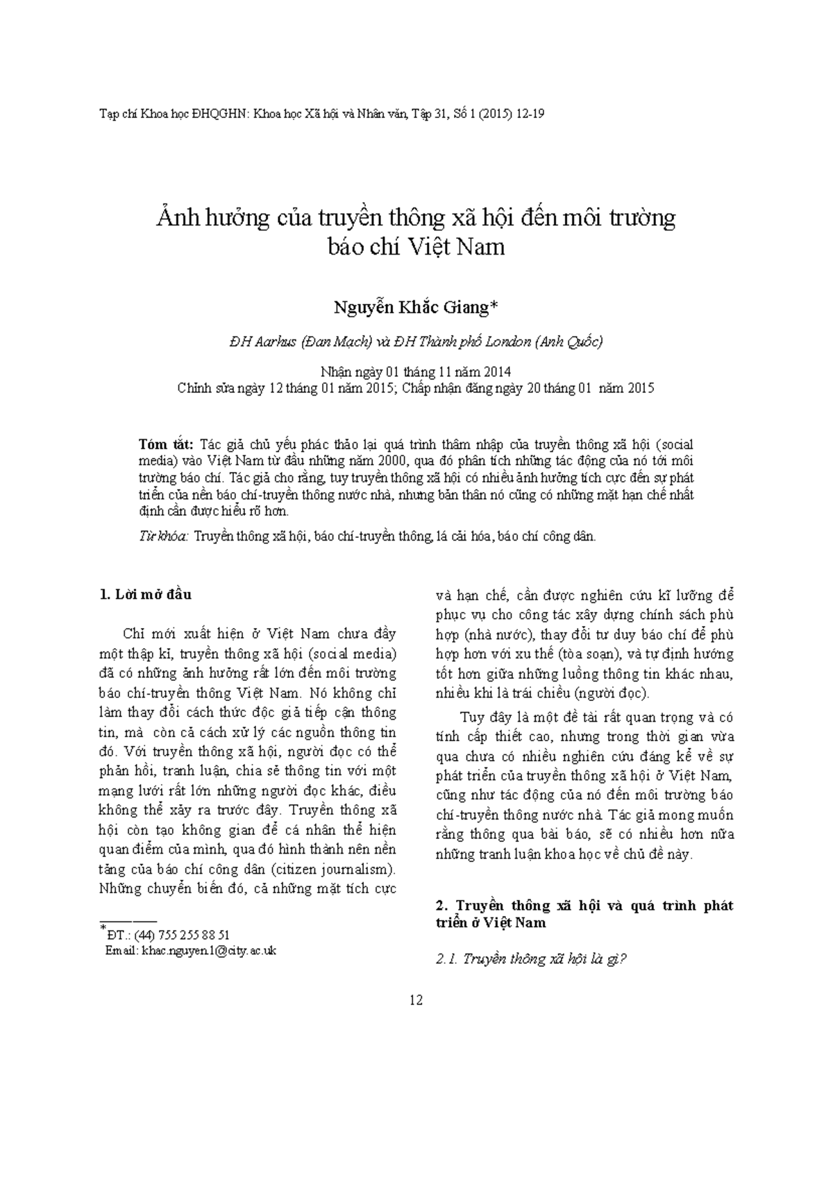 Nh hng ca truyn thong xa hi dn mo - Tҥp chí Khoa học ĐHQGHN: Khoa học ...