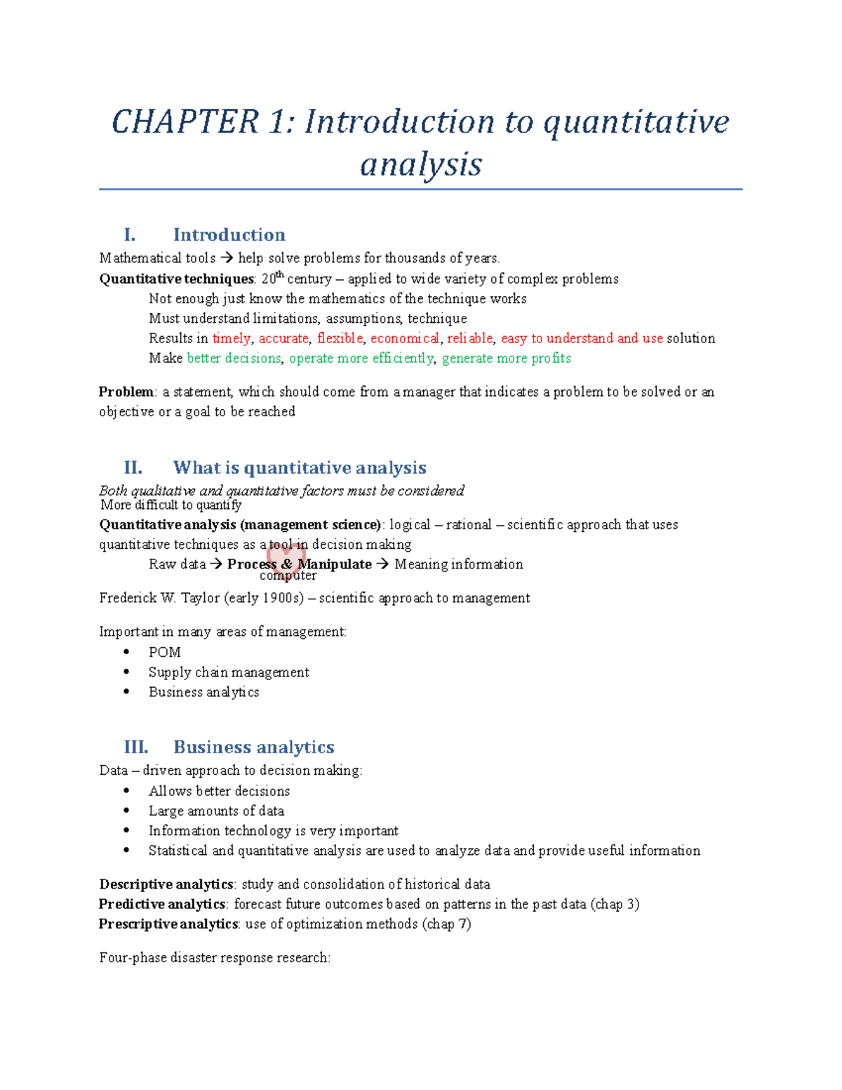 Chapter 1 - Introduction to Quantitative Analysis - CHAPTER 1 ...