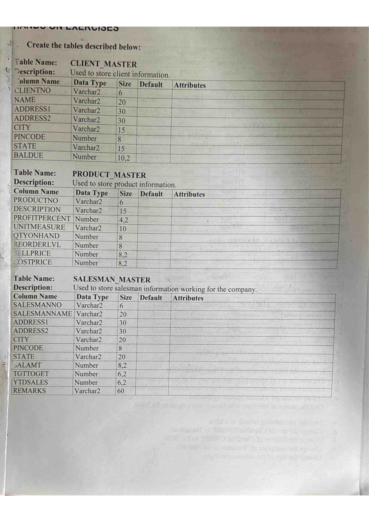 DBMS Lab CSE3151 Assignment 1: Creating and Managing Database Tables ...