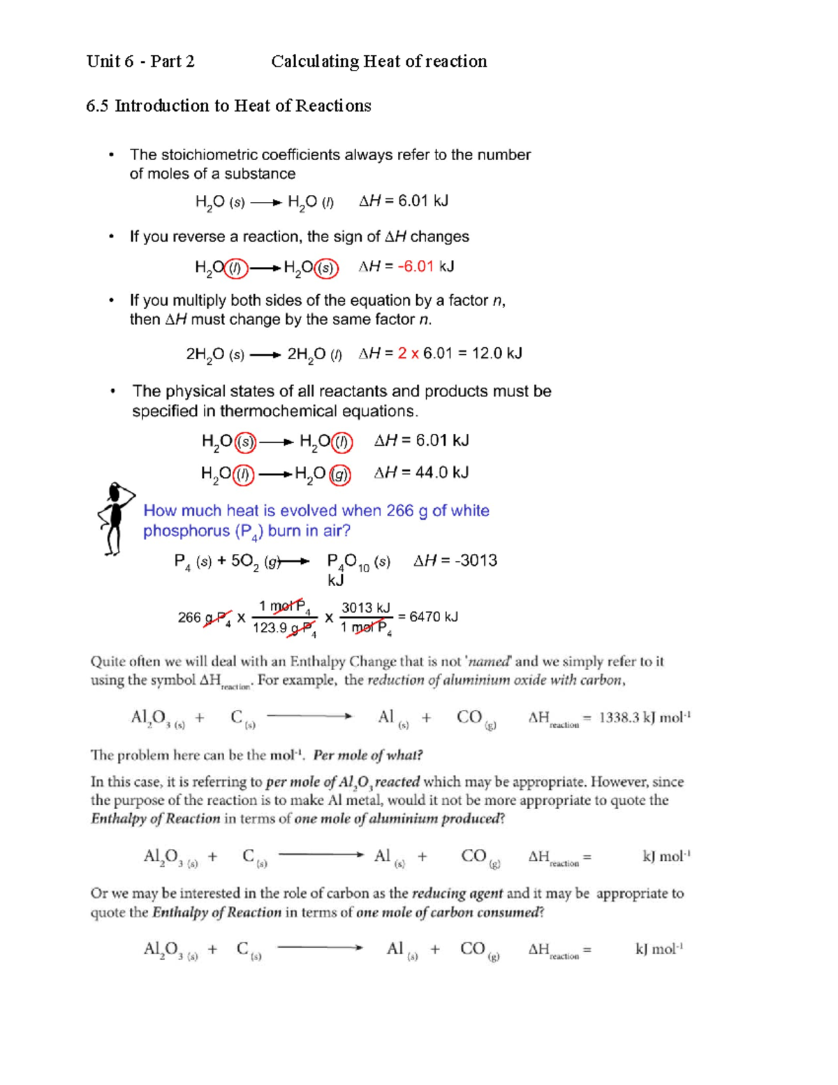 Unit 6 Thermochemistry Part 2: Calculating Heat of Reactions - Studocu