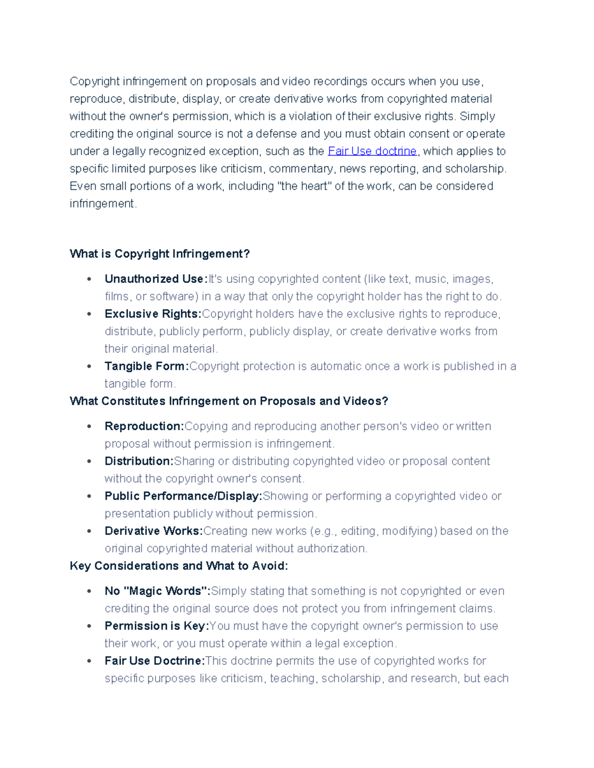 Copyright Infringement: Understanding Proposals & Video Rights - Studocu