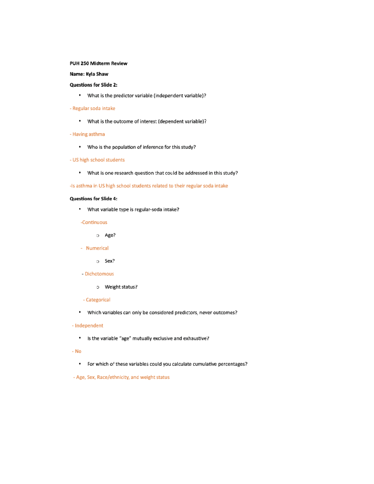 Midterm Worksheet for Class Homework - Study Guide - Studocu