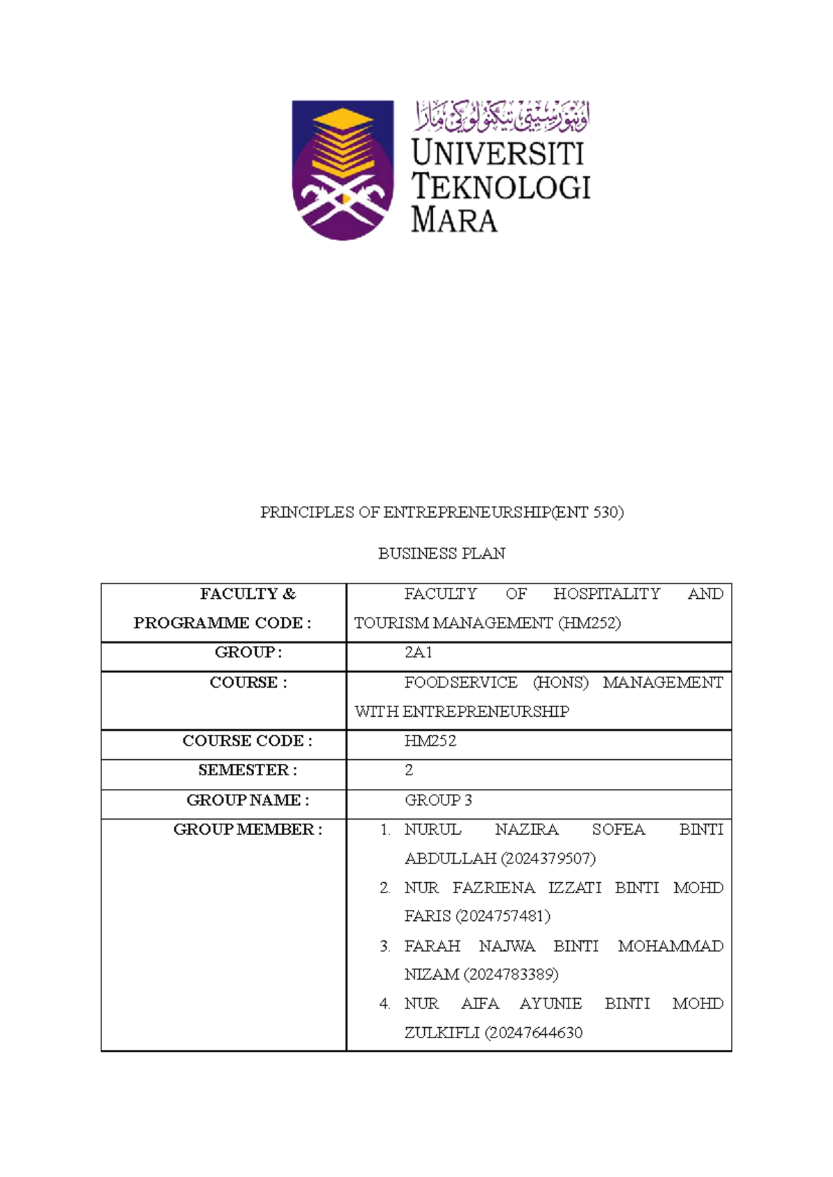 Business Plan for Smart Lunch Box Project (ENT 530) - Studocu