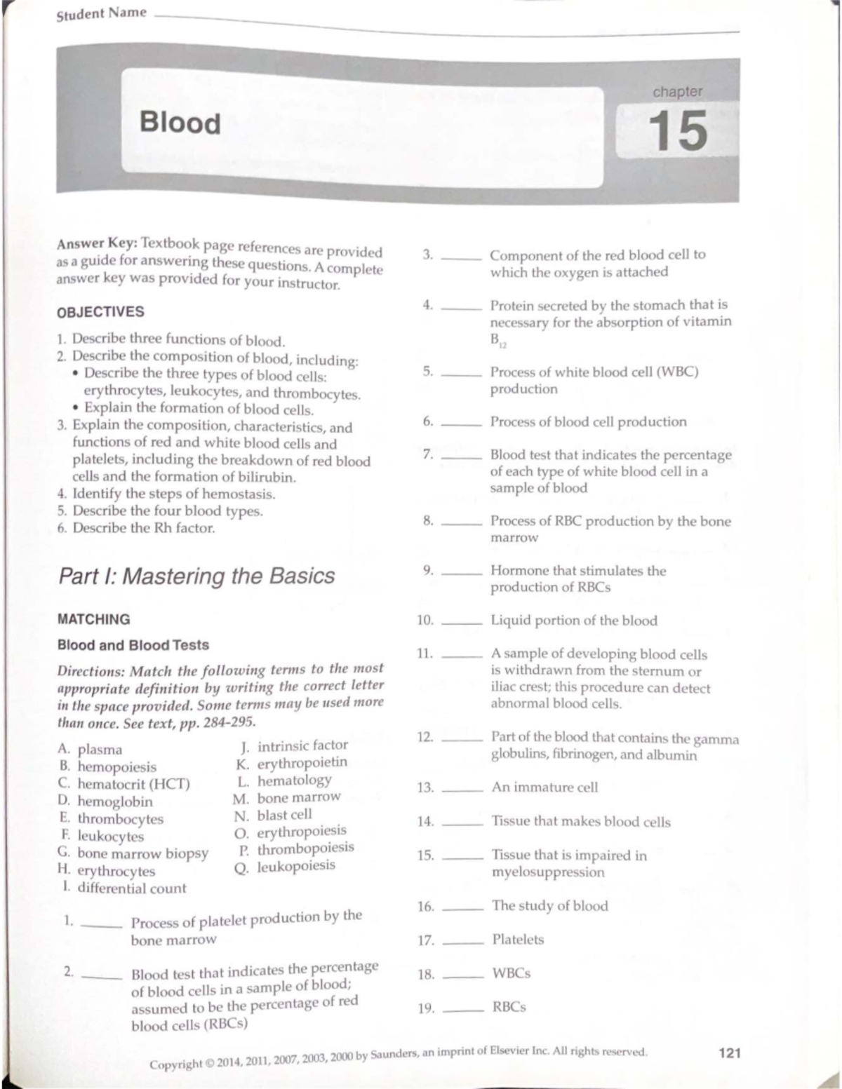 Chapter 15 Study Guide: Blood and Hematology Concepts - Studocu