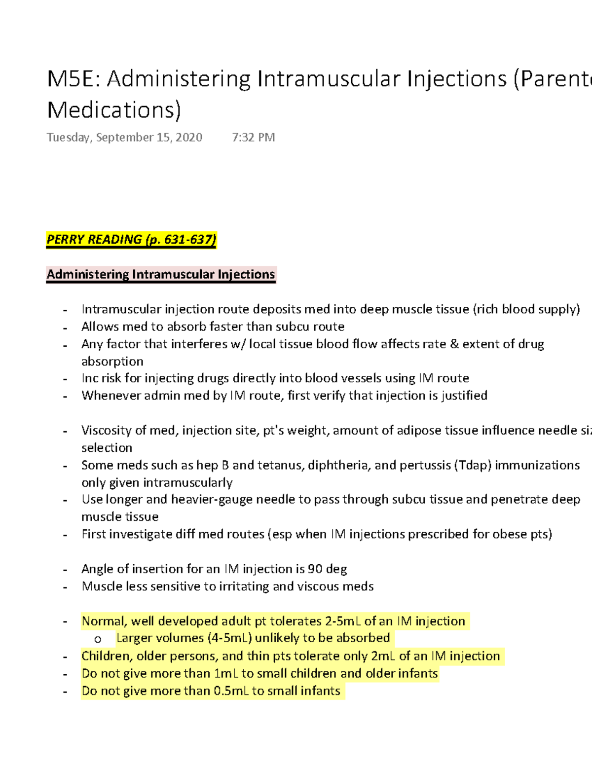 M5E: Administering Intramuscular Injections for Parenteral Medications ...