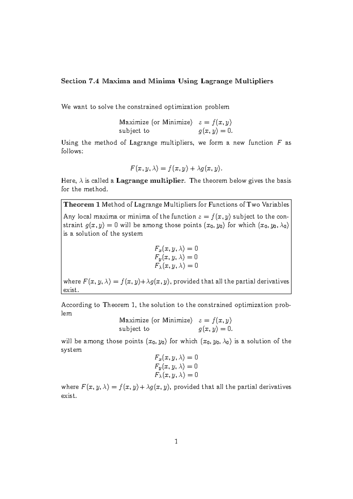 Module 5: Maxima and Minima via Lagrange Multipliers Explained - Studocu