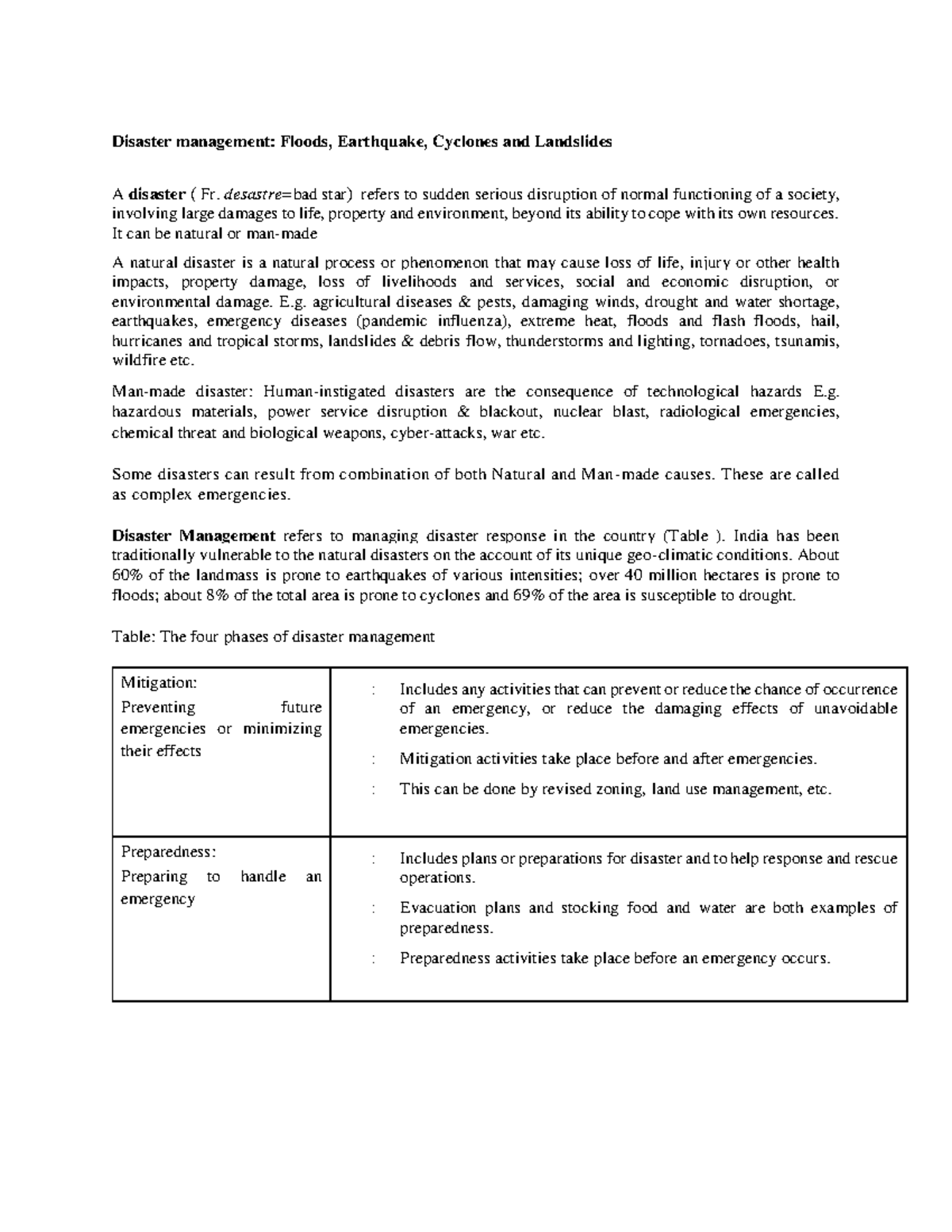 Disaster Management Overview - EVS: Types, Effects & Strategies - Studocu