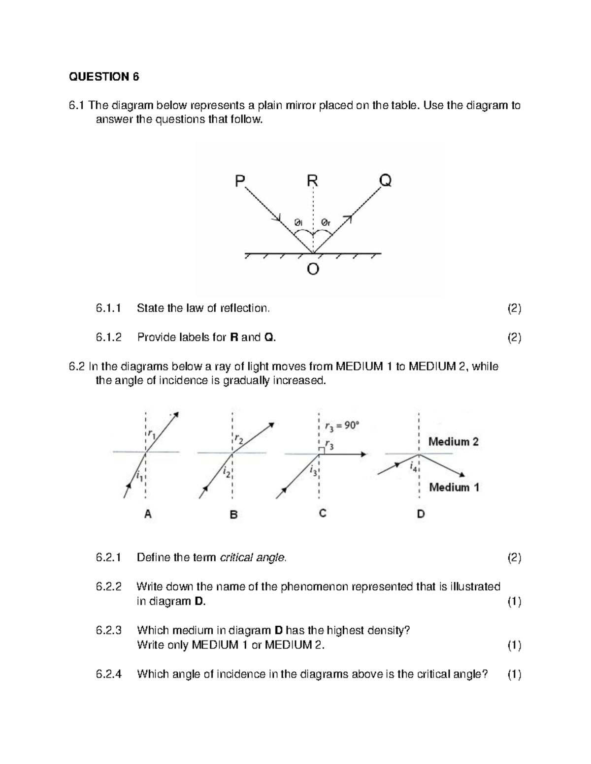 Grade 12 - TECC SCIENCE: Reflection and Refraction Concepts - Studocu