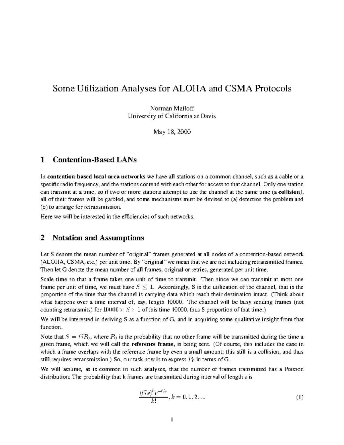 Utilization Analyses of ALOHA & CSMA Protocols in LANs - Studocu