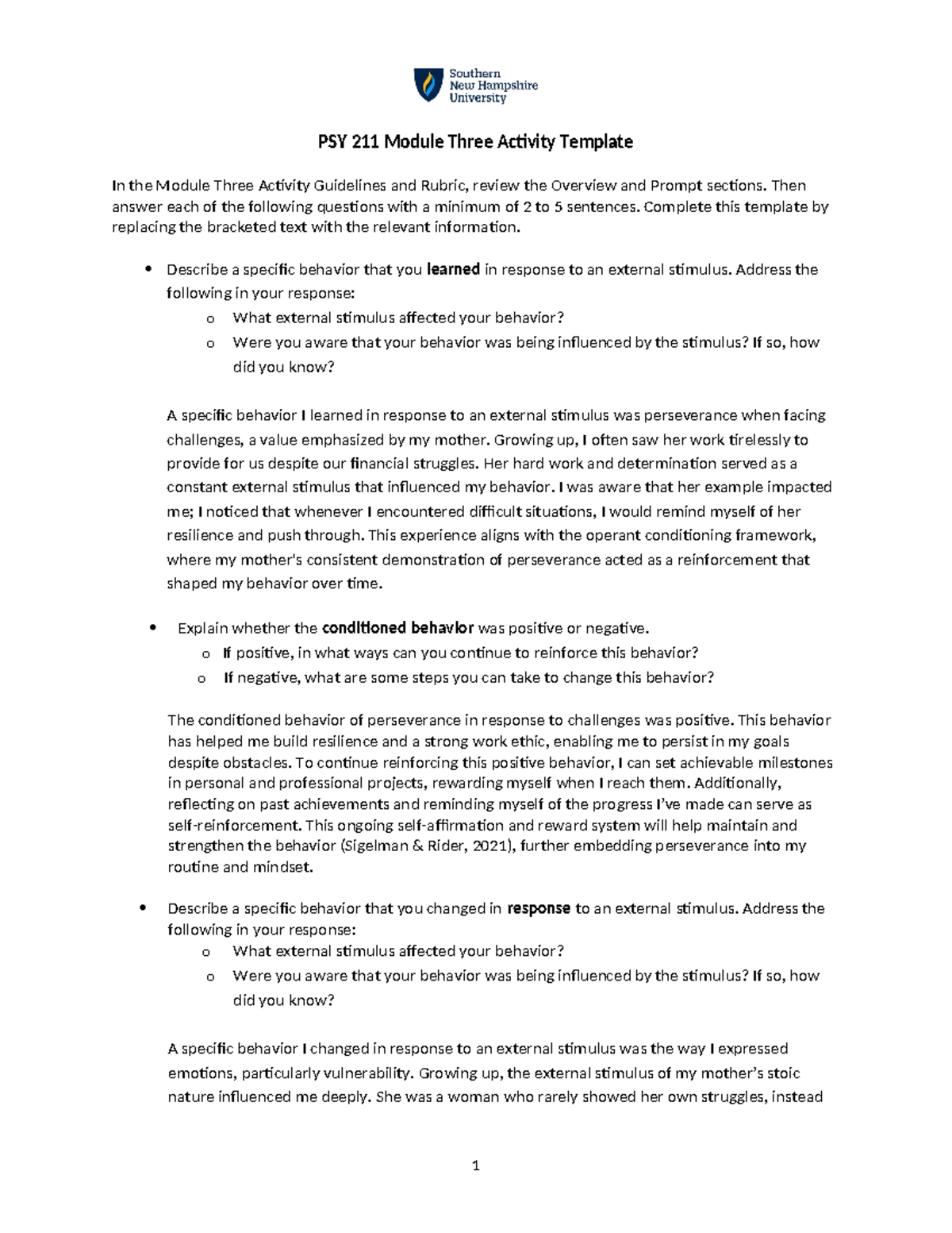 PSY 211 Module 3 Activity: Exploring Behavior and Change - Studocu