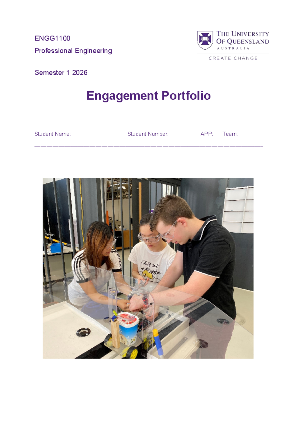 ENGG1100 Professional Engineering Engagement Portfolio - Semester 1 ...